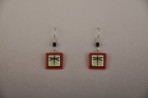 Dragon Fly Dangle Earrings With Red Boarder