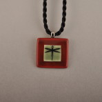 Square Dragonfly Red Boarder Necklace